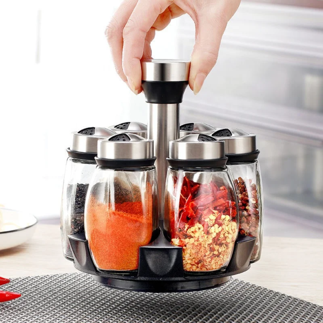 7pcs Rotating Spice Jars Set