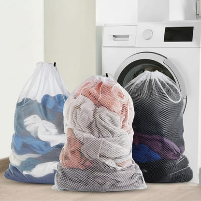 3Pcs Mesh Laundry Basket With Drawstring
