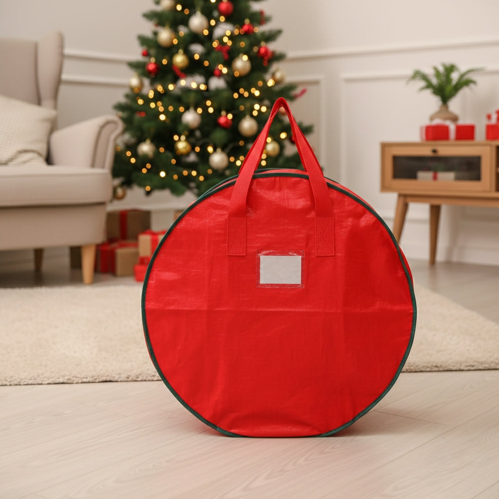 Christmas Wreath And Garland Storage Bag Red Green Black