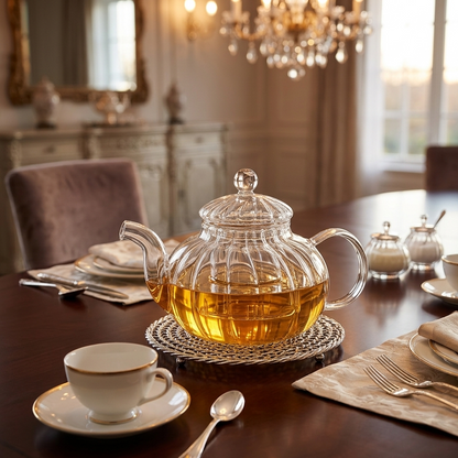 800ml Striped Borosilicate Glass Teapot
