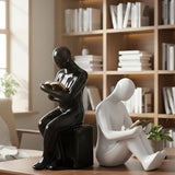 Ceramic Bookends in Reader Shape Sculpture