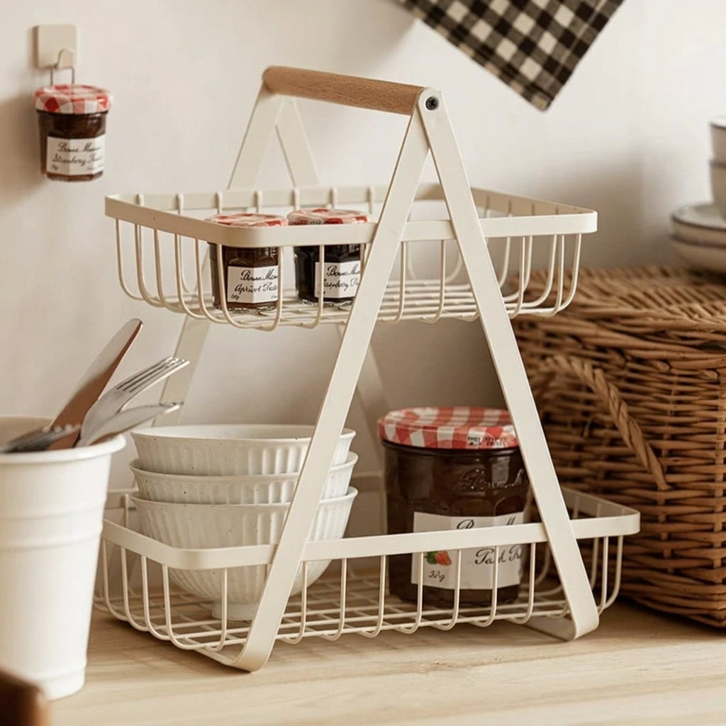 2-Tier Removable Multifunctional Fruit Basket and Storage Shelf