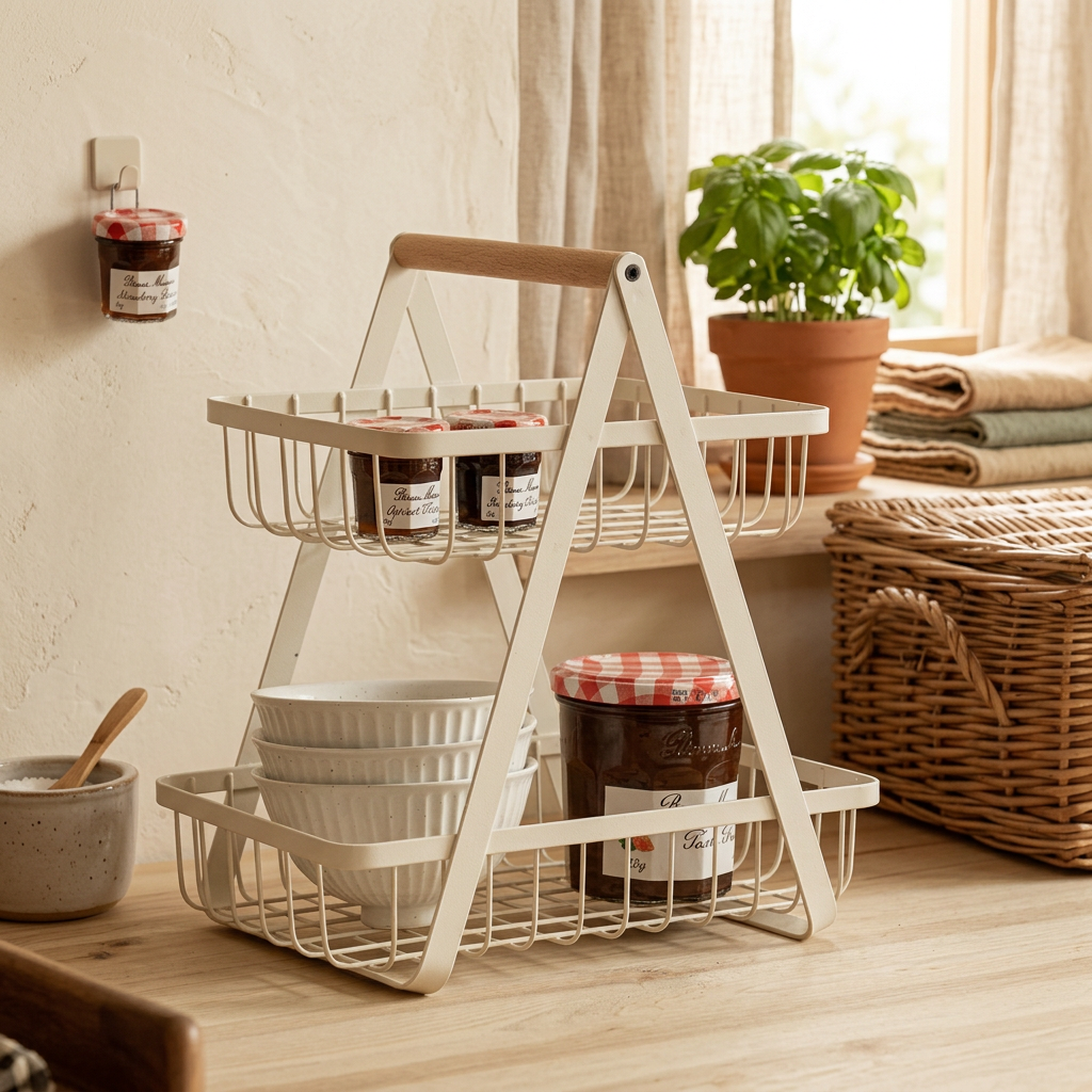 2-Tier Removable Multifunctional Fruit Basket and Storage Shelf