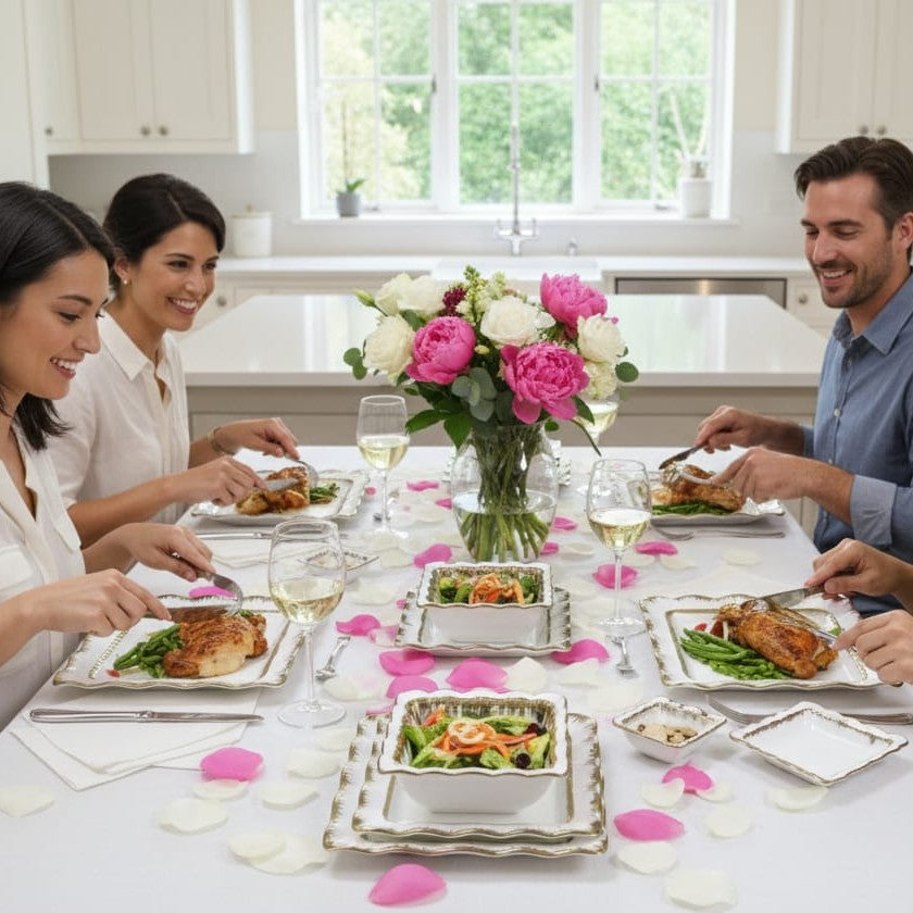 18Pc Gold Detail Ceramic Dinner Set