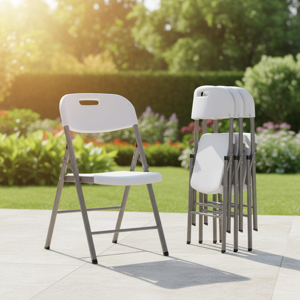 Plastic Folding Chair with Metal Frame