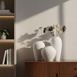 3-Piece Ceramic Decor Vases Set in White