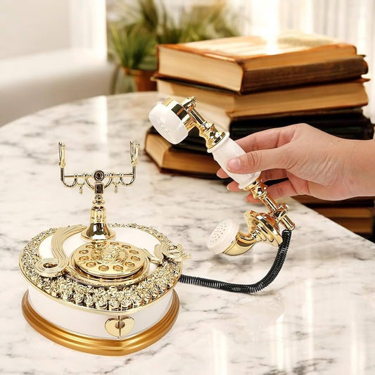 Vintage telephone shaped jewelry box with decorative detailing