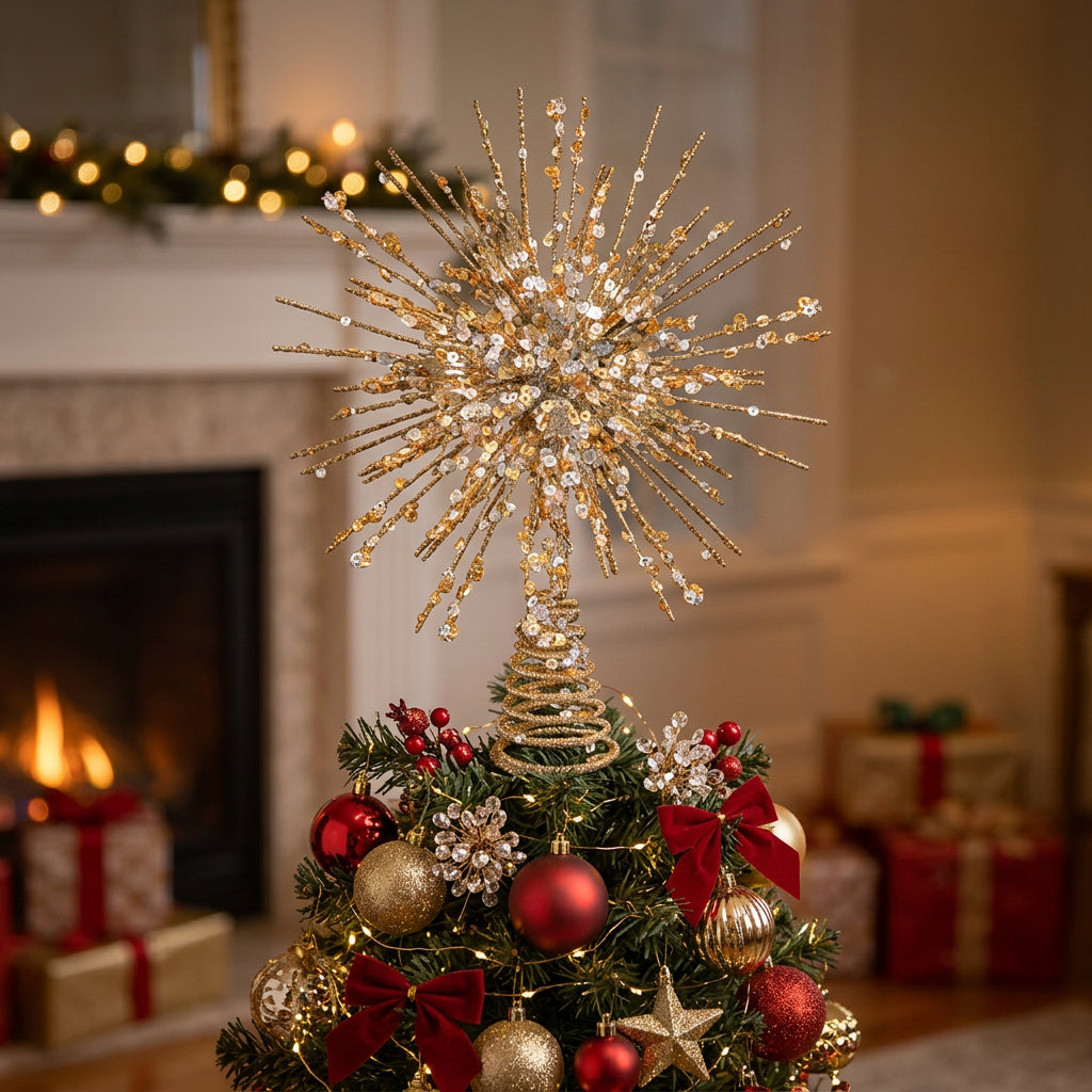 Gold LED Christmas Star Tree Topper with Illuminated Star Design for Festive Christmas Tree Decorations available in Nairobi, Kenya