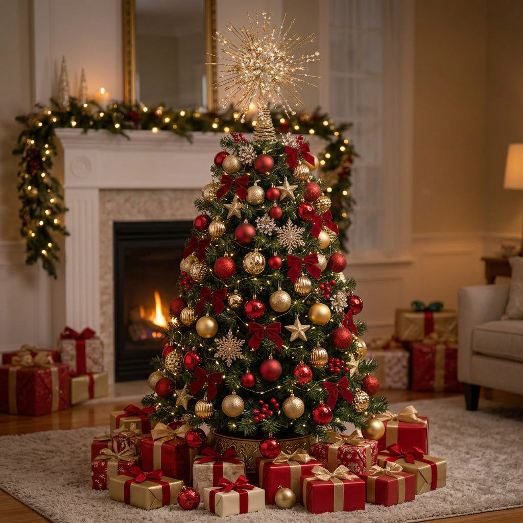 Gold LED Christmas Star Tree Topper