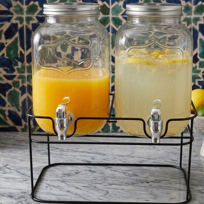 10L 2 in 1 Double Glass Juice Dispenser with Dual 5L Jars
