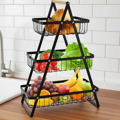 3 layer triangular metallic fruit rack
