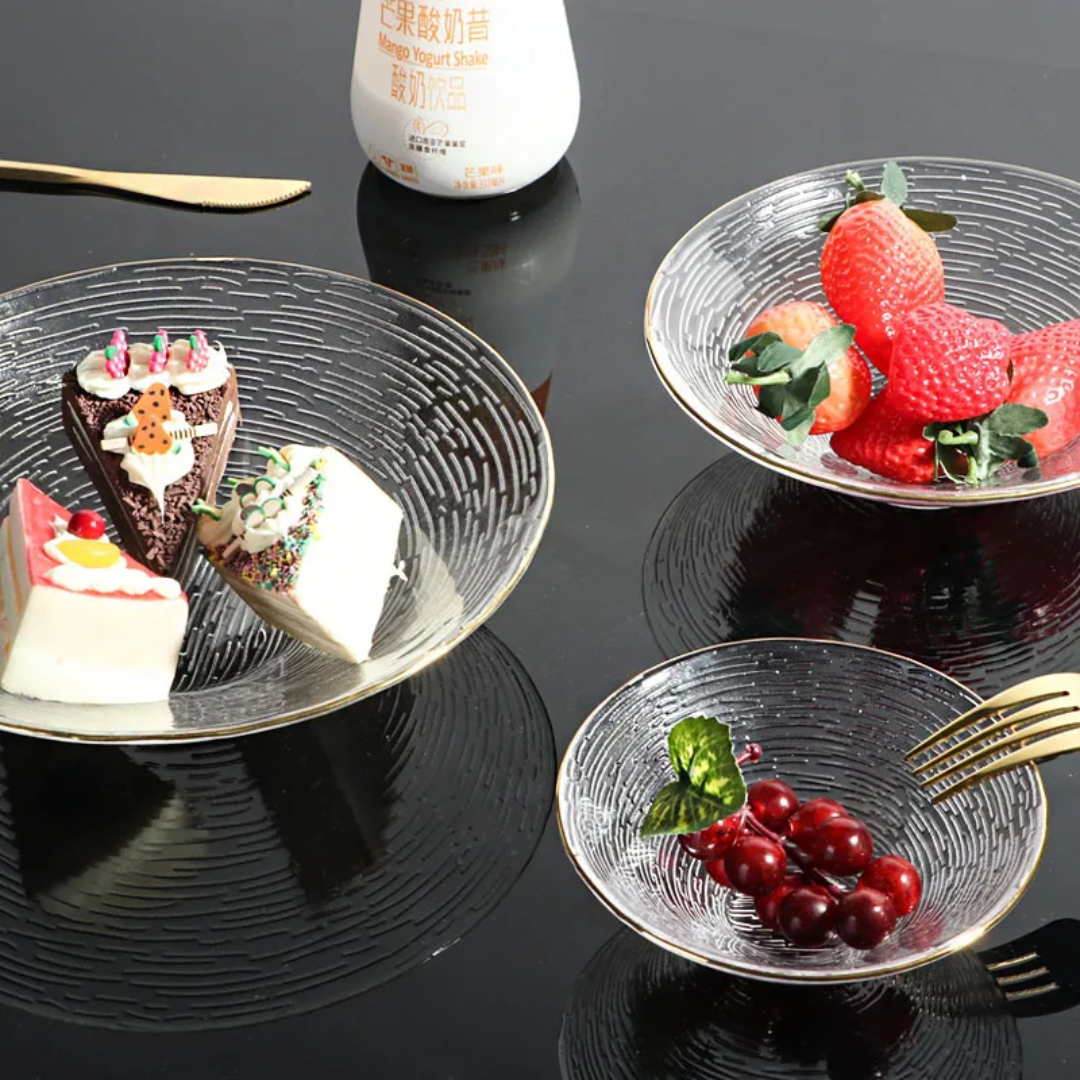 3Pc Transparent Glass Plate Set