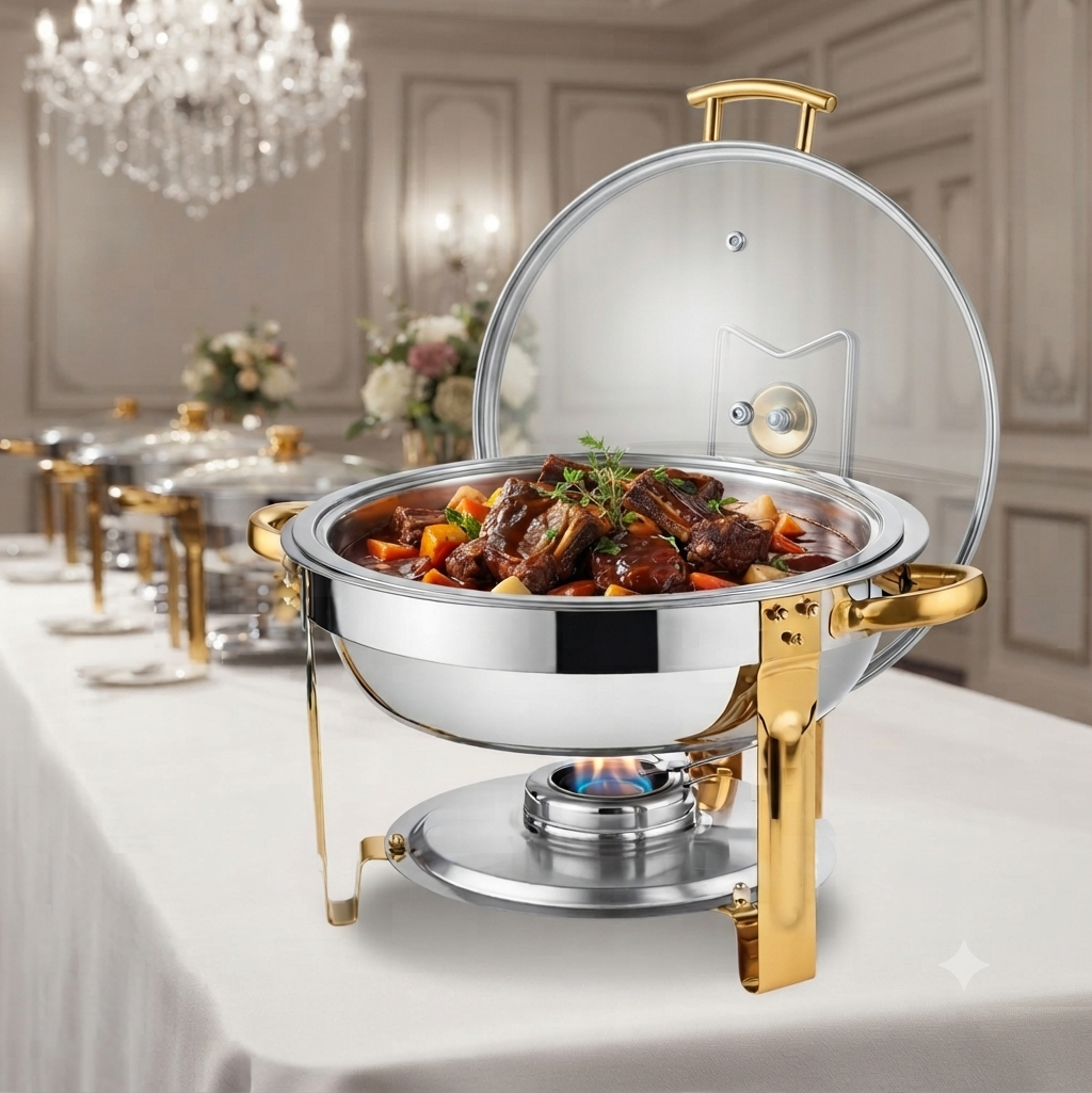 5L Stainless Steel Chafing Dish with Glass Lid