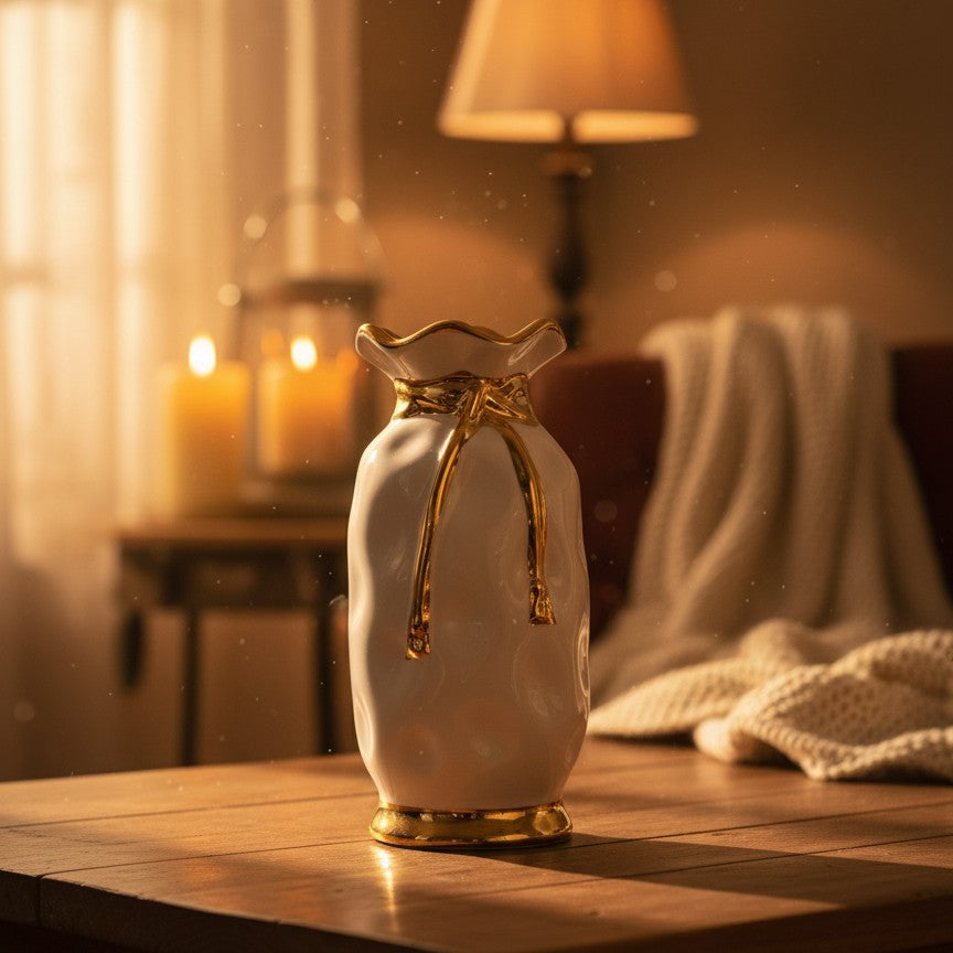 Ceramic Vase With Gold Detailing