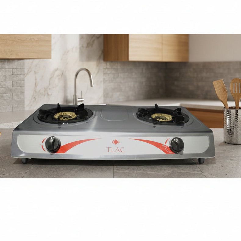 Table Top 2 Burner Gas Stove with Auto Ignition Stainless Steel TLHA0082