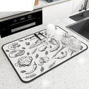 Washable and absorbent 3D printed solid pattern dish drain mat for kitchen countertops