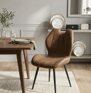 Gemelli Colllection microfibre dining chairs brown upholstered modern dining chair set comfortable kitchen dining room chairs restaurant café seating durable frame elegant home furniture