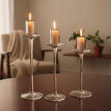 3pc Glass Candle Holders Set