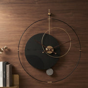 Black abstract luxury wall clock measuring 90 × 90 cm, designed as a statement decorative timepiece for modern interiors.