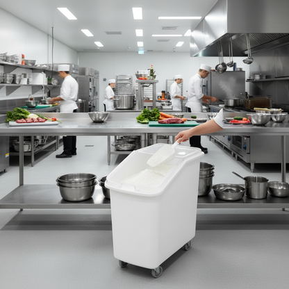 102 Litres Mobile Ingredient Bin with Wheels and Scoop — KAP0254