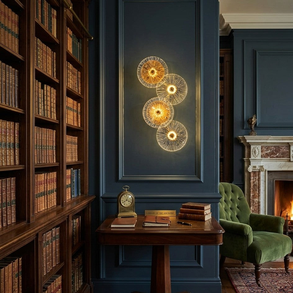 Decorative Wall Mounted Light Fixture with Glass Disc Design