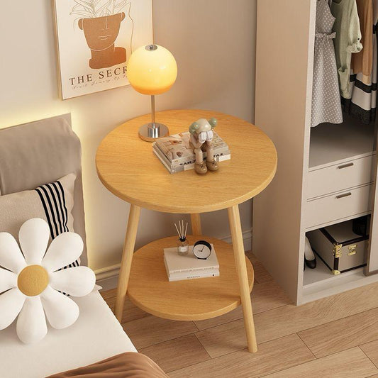 Brown 2 layer Nordic style coffee side table for living room, bedroom, and balcony use