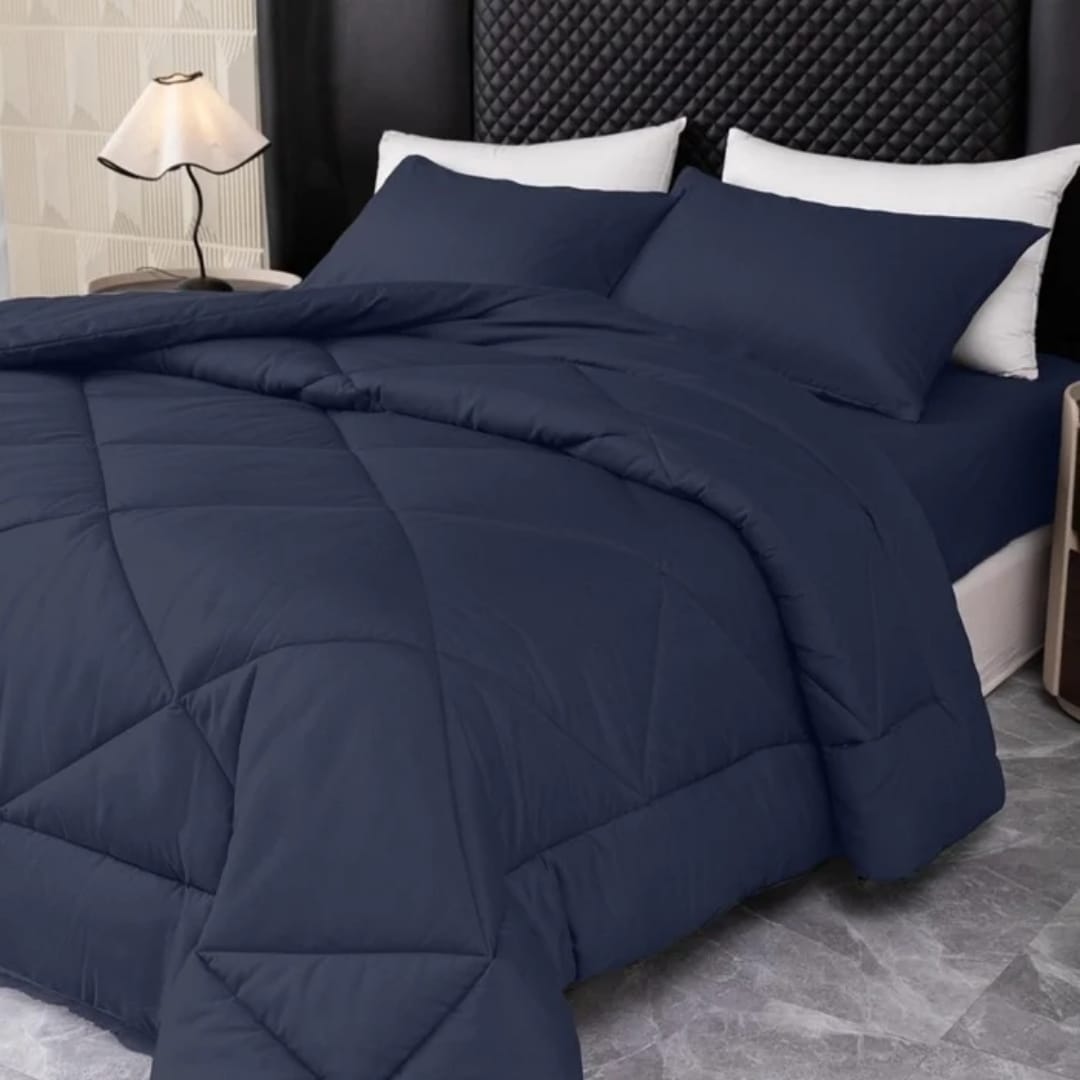 Plain cotton duvet set with bedsheet, quilt cover, and 2 pillowcases, soft and breathable bedding. 🛏️✨