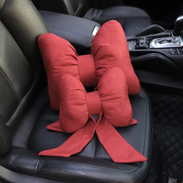 Bow Car Seat Cushion Set – 2 Piece Plush Seat Covers