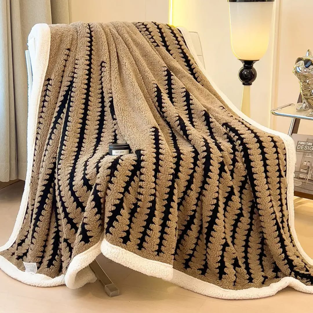 Large soft fleece blanket with thick cozy texture and stylish colors for home comfort.