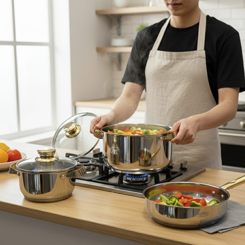 8Pcs Stainless Steel Cookware Set