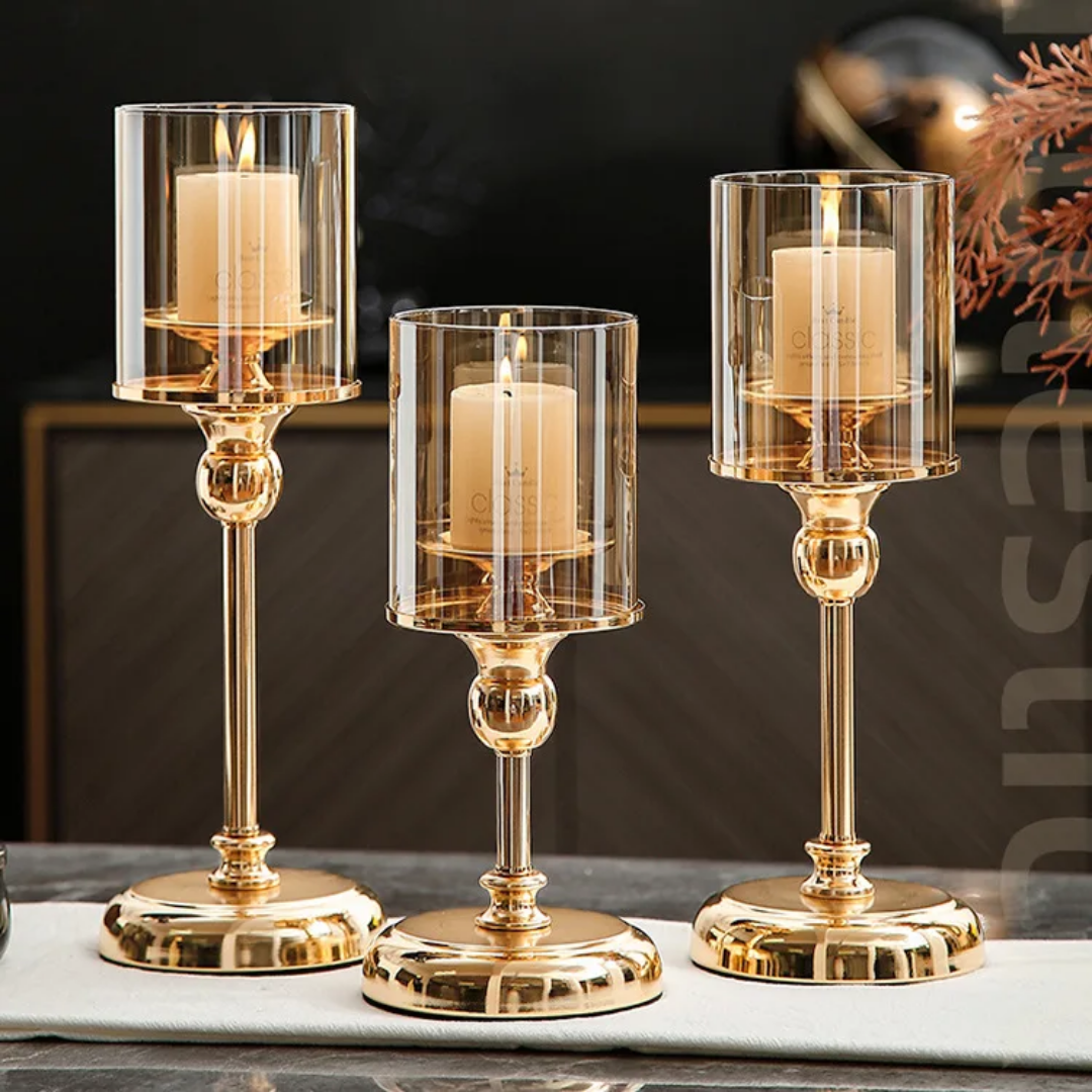 3pc Glass Candle Holder