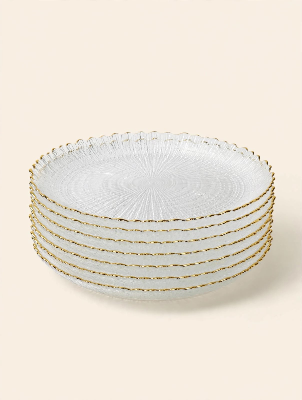 6Pcs Sunburst Textured Glass Plate Set
