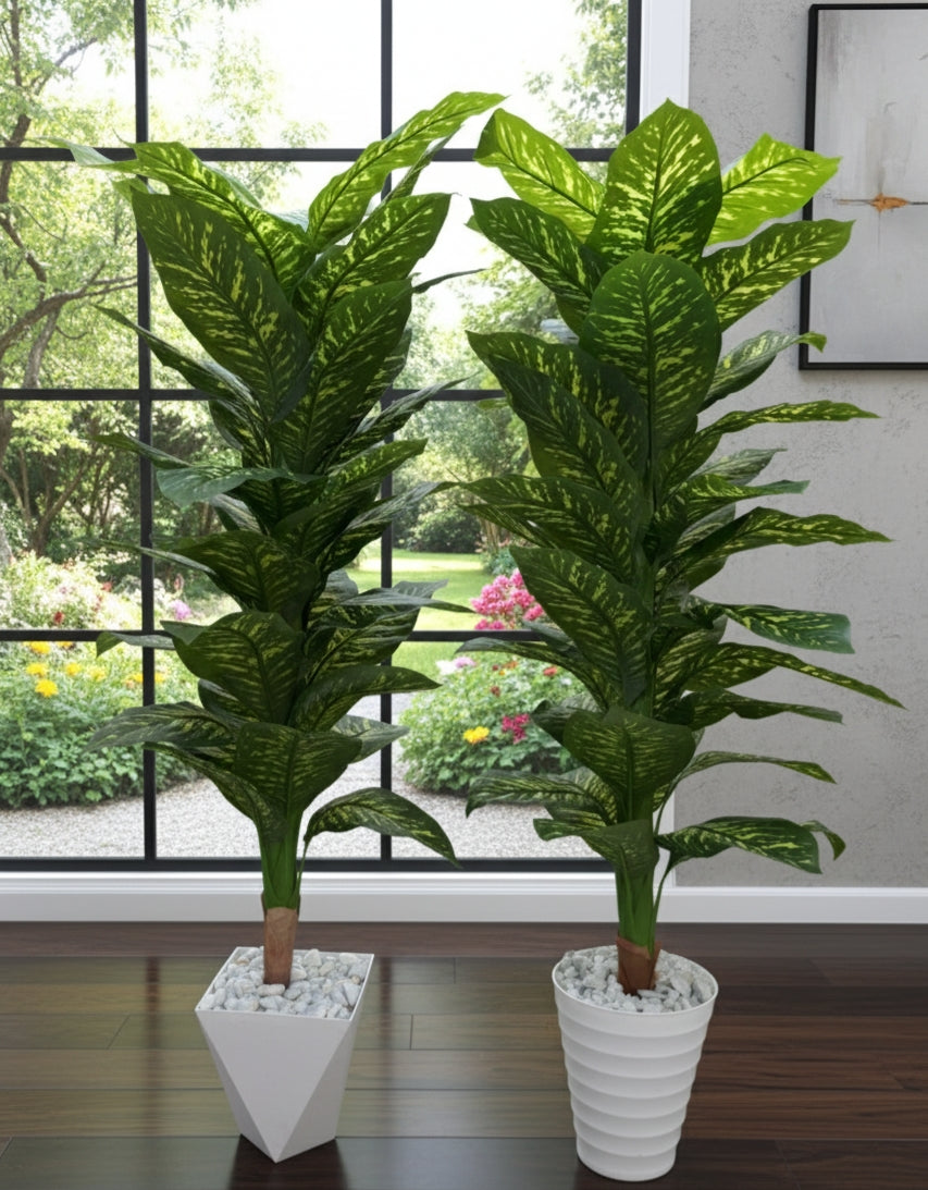 Artificial Plant With Vase And Pebbles