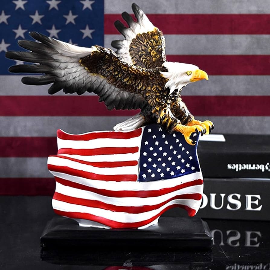 American Bald Eagle with American Flag Figurine