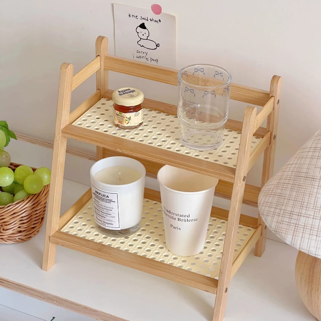 Wooden Storage Shelf 2 Tiers