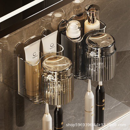 Acrylic Wall Mounted Toothbrush Holder With Gargle Cup