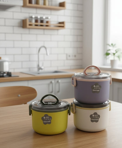 Clear Lid Stainless Steel Round Lunch Box