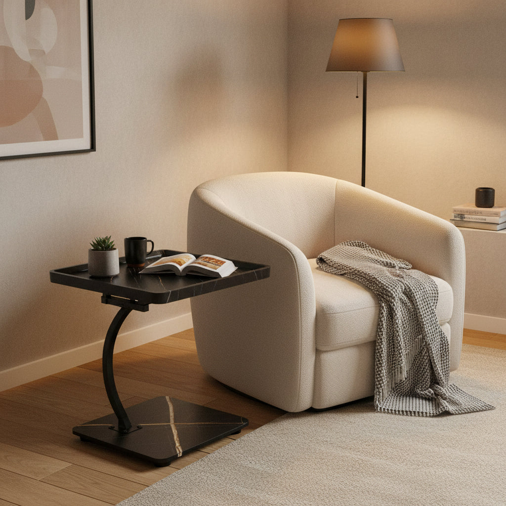 Adjustable C-Shaped Side Table Stool