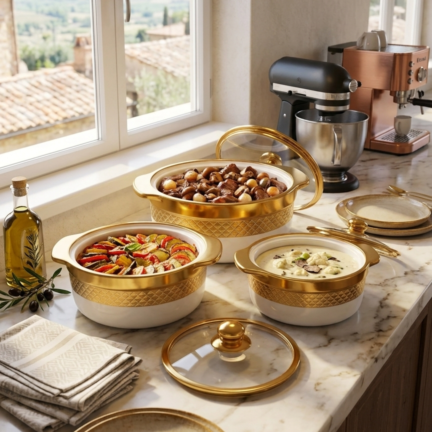 3 Piece Ceramic Casserole Serving Dishes