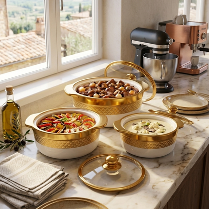 3 Piece Ceramic Casserole Serving Dishes