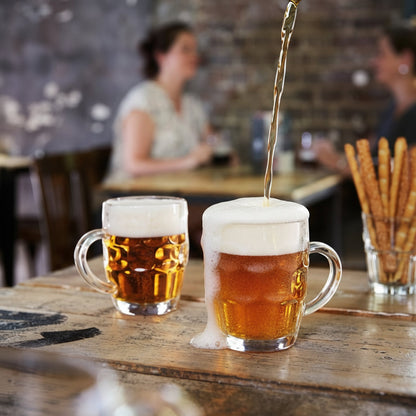 Clear glass beer mug 591ml Luminarc Britannia panelled design set of 24
