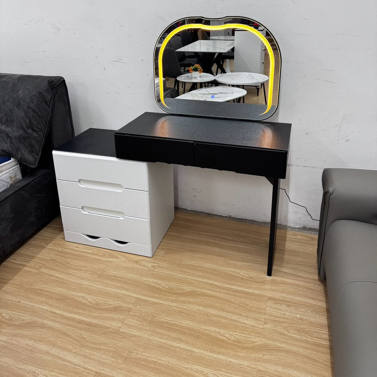 LED Vanity Dressing Table with 3-Drawer Cabinet