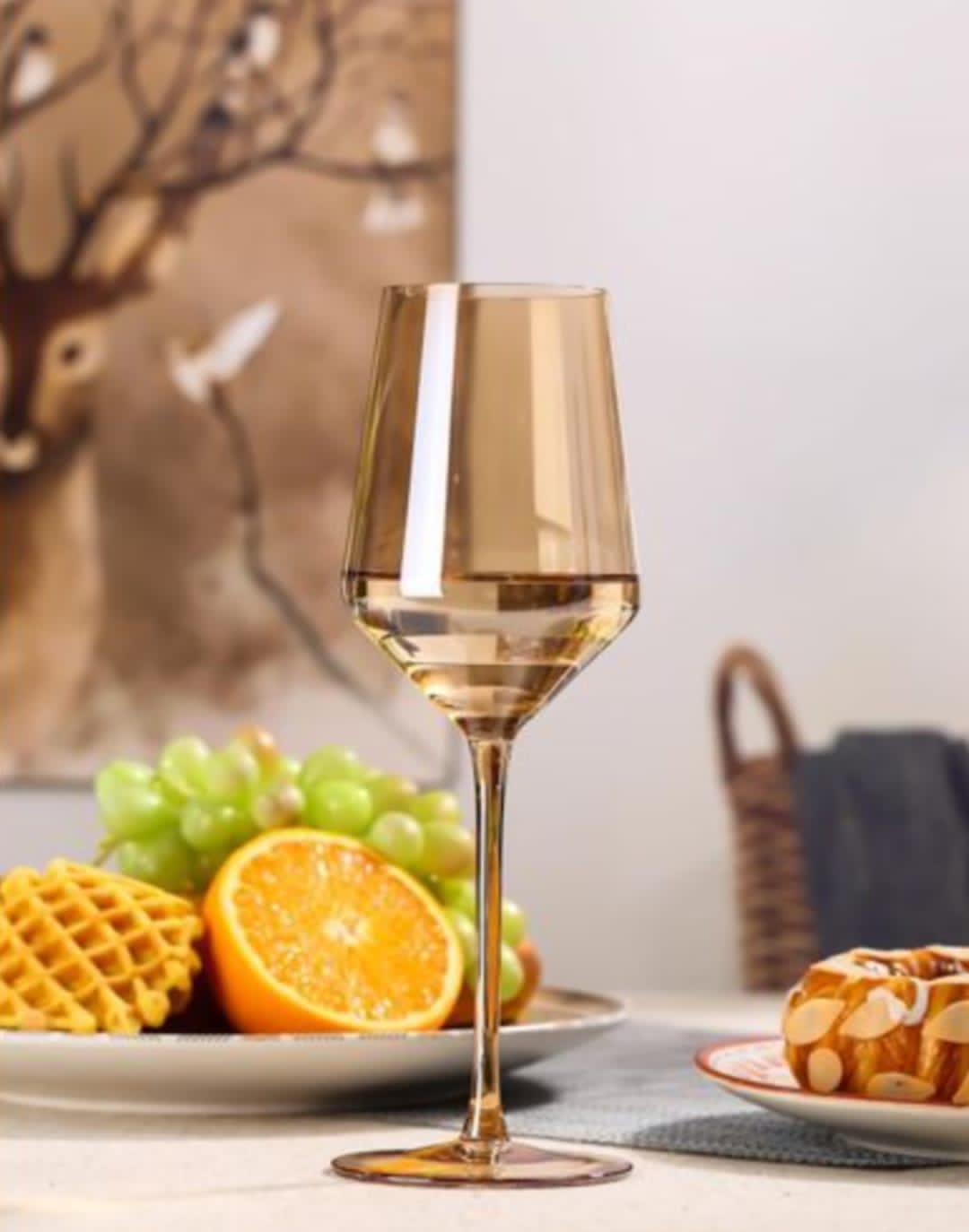 6Pcs Gold Shapely Medium Wine Glass 430ml