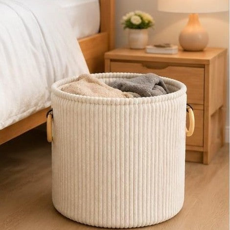 Velvet Corduroy Laundry Basket