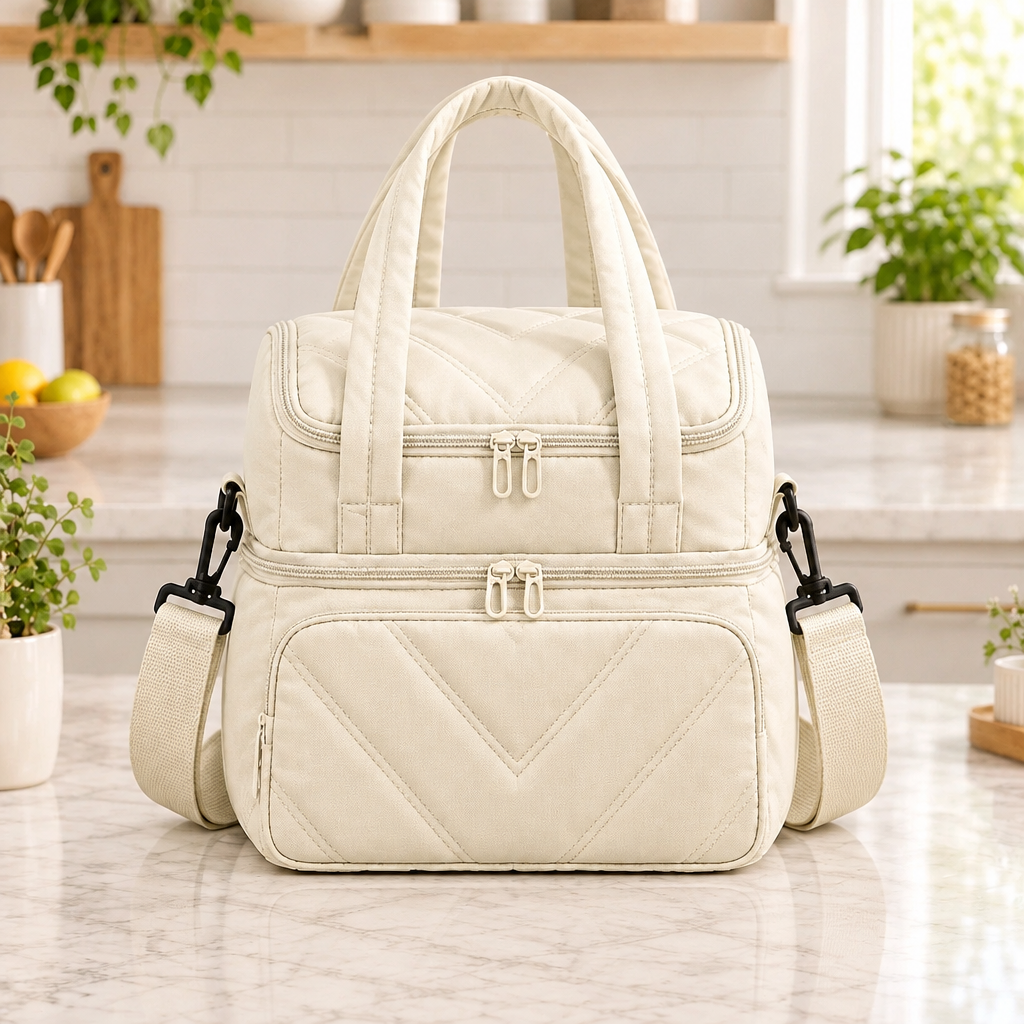 24 × 18.5 × 27cm Double Layer Insulated Lunch Bag