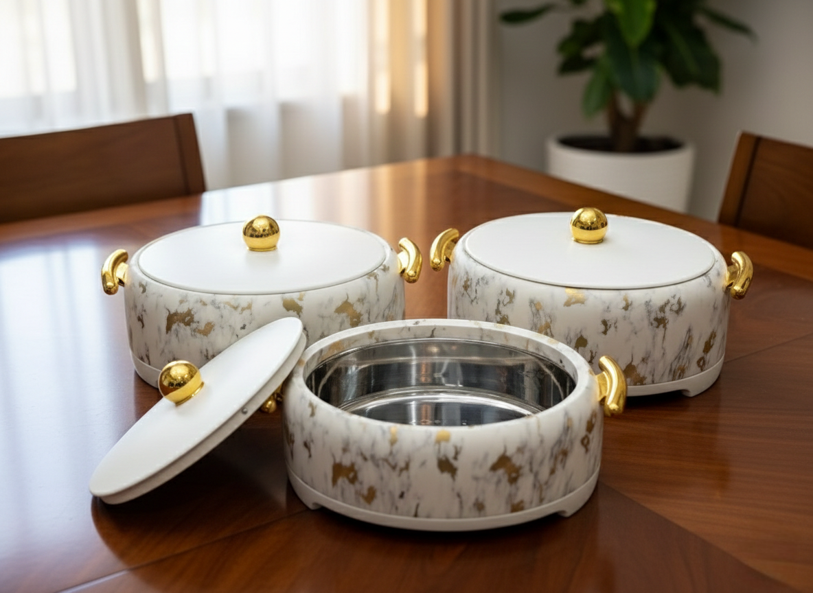 3pcs Gold Marble Pattern Hotpots Set