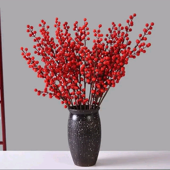 Artificial Christmas Red Berry Branches Set of 5