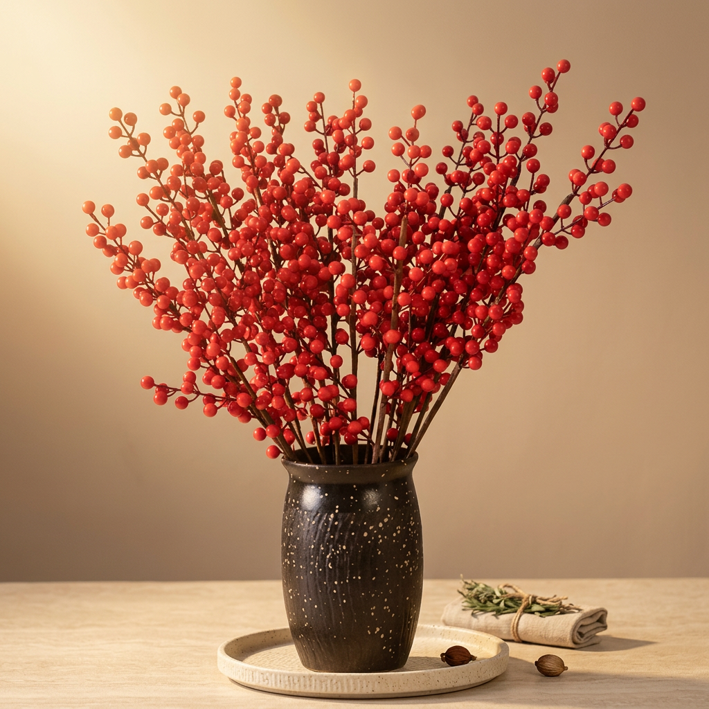 Artificial Christmas Red Berry Branches Set of 5