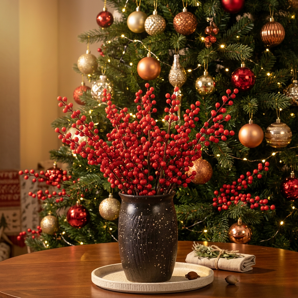 Artificial Christmas Red Berry Branches Set of 5 in 48cm, 63cm or 76cm Lengths for Festive Home Décor available in Nairobi, Kenya
