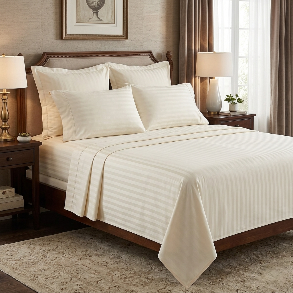 Cotton Striped Bedsheets Set – 7×8 / 8×8